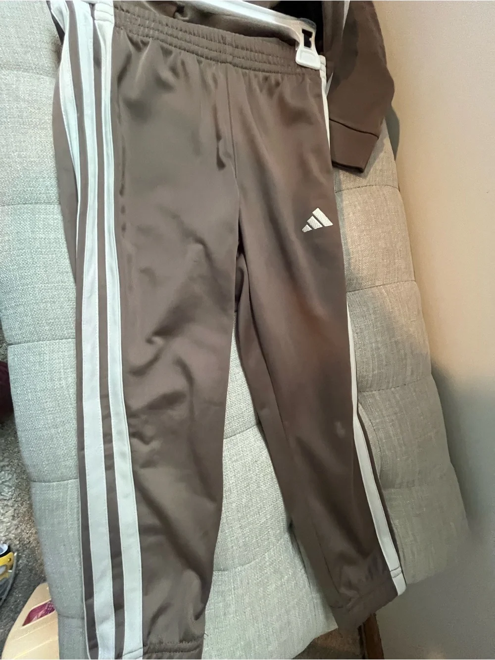 adidas Kids Brown & Beige Track Jacket with Contrast Stripes